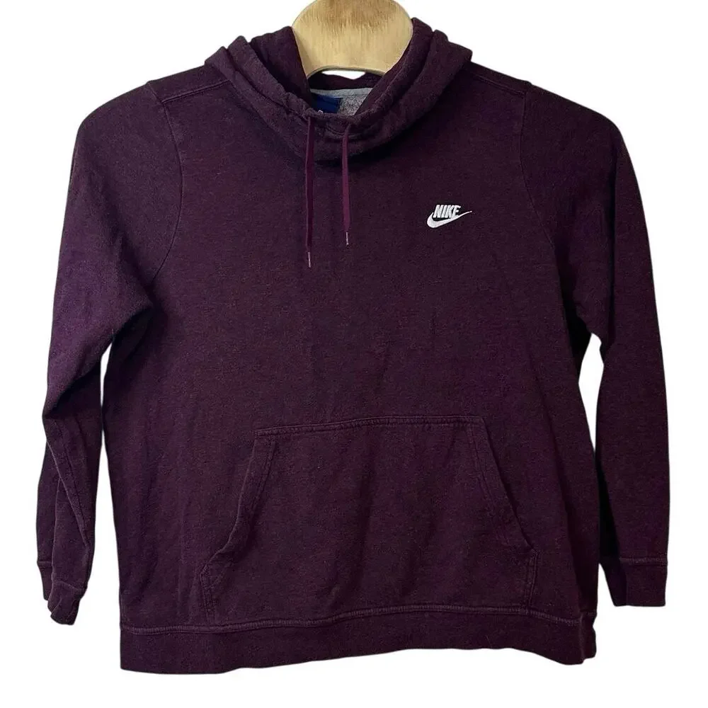 Nike Pullover Cowl Funnel Neck Hoodie Size 1X‎ Purple Burgundy Sporty Casual